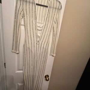 Fashion Nova White Dress with silver dots